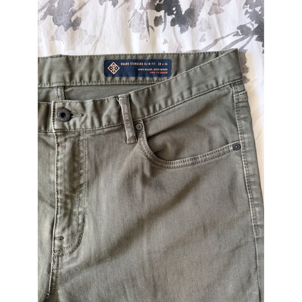 Roark HWY 133 Standard Slim Fit Pants Olive Green Mens 38x34 Stretch Denim